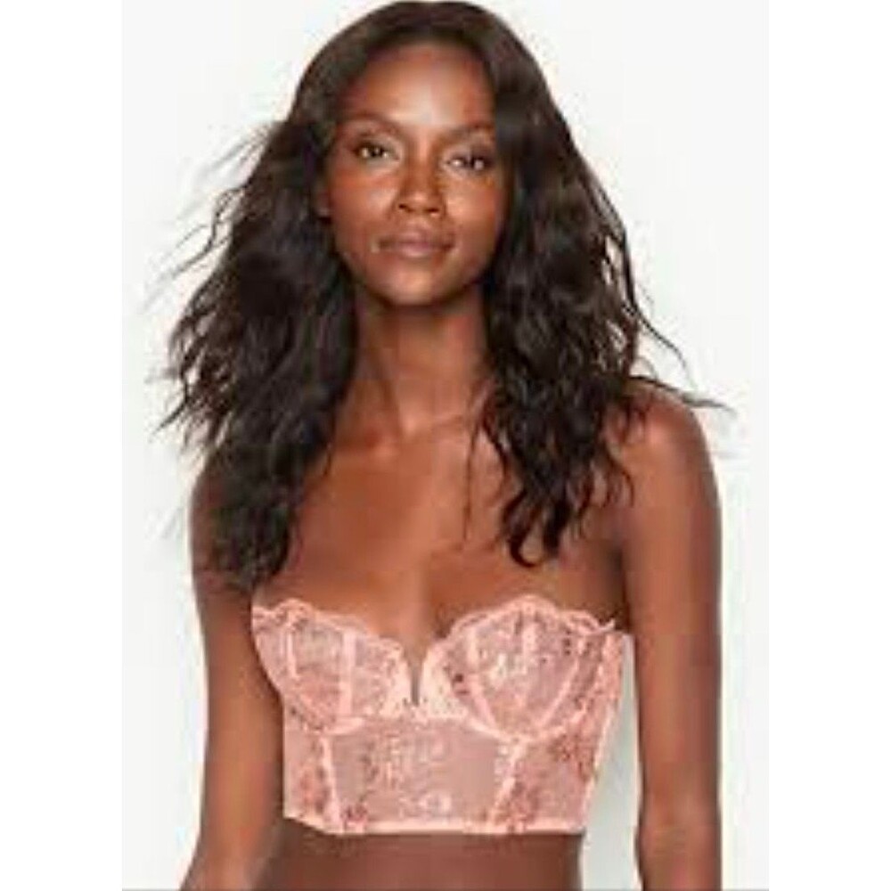 Victoria's Secret Dream Angels Scallop Lace Bustier Top 32DD Strapless Barbie